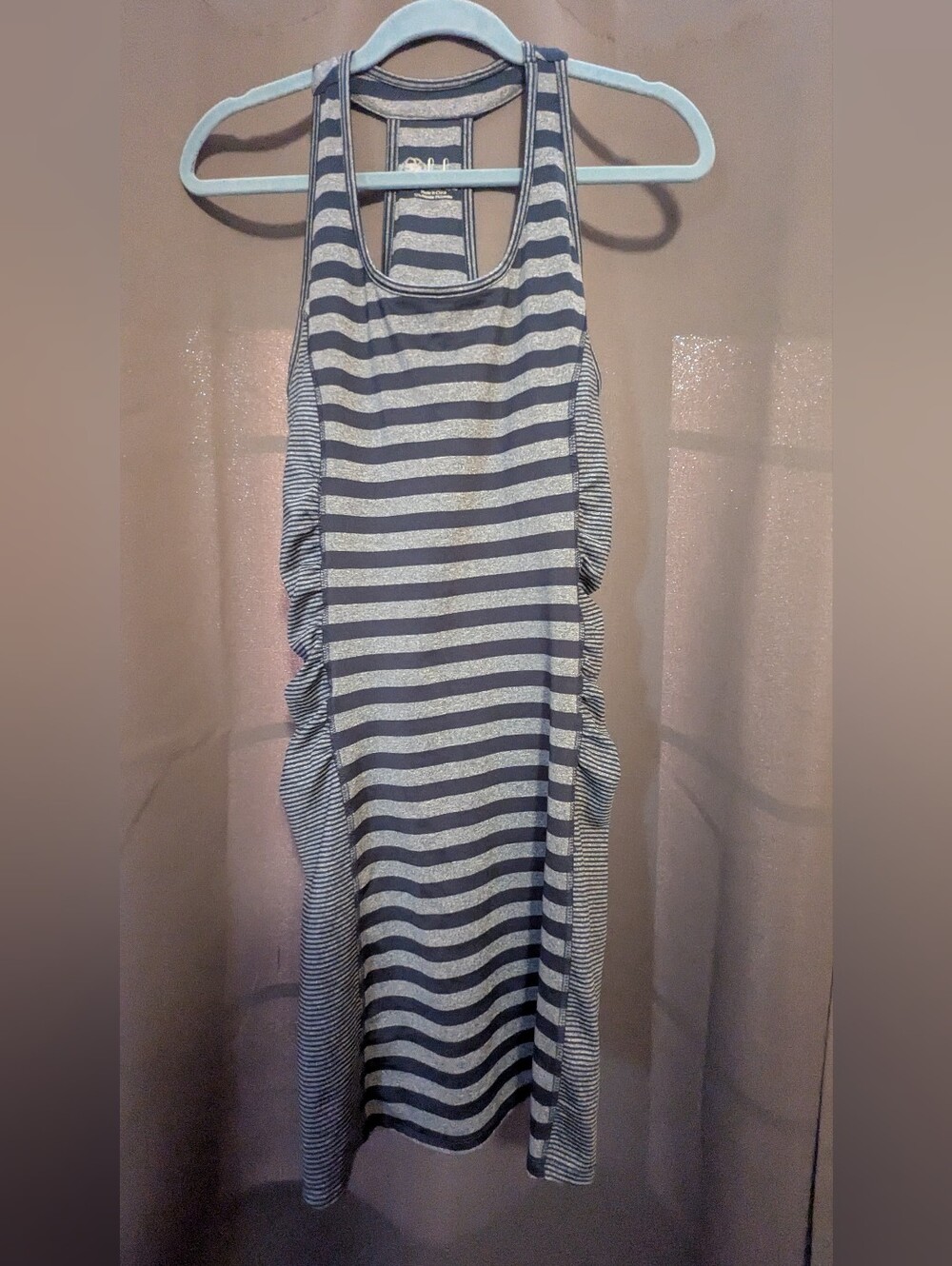 Lola Striped Racerback Tank Dress - Gray & White